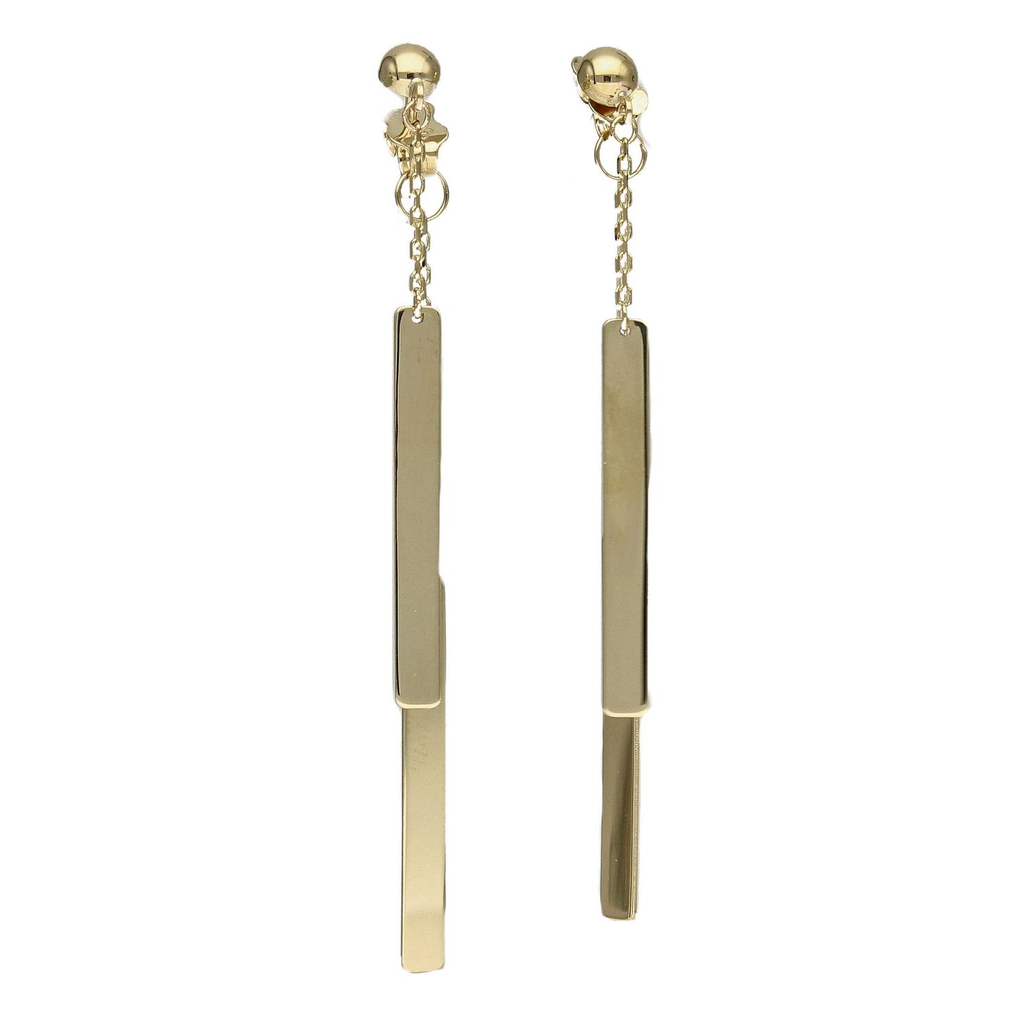 Złote kolczyki wiszące blaszki na łańcuszku KL 6873.jpg